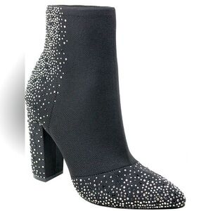 🆕Charles by Charles David Popularity Bootie NIB Studded Block Heel Pull On Glam